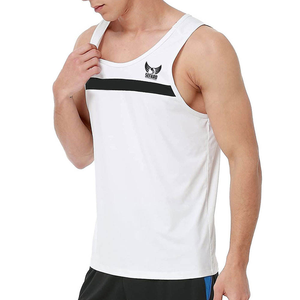 Débardeur blanc sans manches pour homme, col rond, couleur unie, vêtement décontracté, respirant, en polyester tricoté - Product Image 2