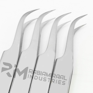 Pinzas Curvas para Extensión de Pestañas RMI, Plateadas, Acero Inoxidable Personalizado - Product Image 3