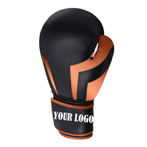 Customizable Professional Boxing Gloves Black Orange PU Leather Hook Loop Adjustable Wrist <b>Strap</b> Lightweight Martial Arts - Product Image 2