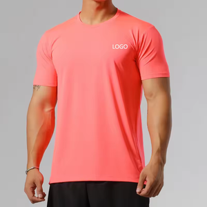 เสื้อยืดคอกลมแขนสั้นทรงเข้ารูปสำหรับผู้ชาย สีพื้น แห้งเร็ว ผ้าถัก โพลีเอสเตอร์ 100% สวมใส่สบาย พิมพ์ลายโลโก้ด้านหน้า - Product Image 3