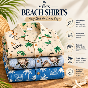 Camisas de Playa de Verano para Hombre, Cuello Camp Collar, 100% Viscosa, Manga Corta, Estampado Hawaiano, Corte Relajado, Ropa Casual para Vacaciones - Product Image 5