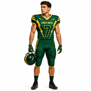 Uniforme de Fútbol Americano para Hombre de Alta Calidad, Verde y Amarillo, Sublimado, Conjunto de Jersey y Pantalones, Número 7, Poliéster Transpirable - Product Image 1