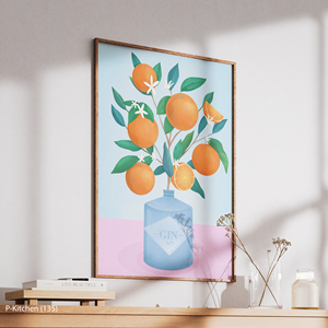 Impresión en lienzo para cocina, ilustración de naturaleza muerta con árbol de naranjo, decoración artística para pared de cocina - Product Image 3