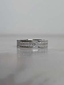 Bague de mariage en argent S925 plaqué rhodium avec diamant carré princesse incrusté, certifiée, tendance, pour homme et femme, idéale comme cadeau - Product Image 2