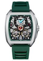Montre mécanique automatique de luxe avec boîtier en acier inoxydable, bracelet en silicone, cadran squelette