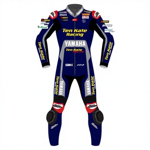 Traje de Carreras Loris Baz WSBK Ramaha MotoCP de Cuero Vacuno y Canguro de 1.3mm, Mono de Motociclismo con Protección CE - Product Image 1