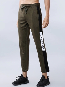 Men's Olive Green Cotton Fleece Knitted Sweatpants <b>Elastic</b> Waist Drawstring Side Stripe Casual Joggers Winter Wear - Product Image 4