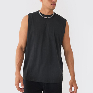 High Quality 100% Cotton Lightweight Summer Everyday Plain Casual Sleeveless Shirts Undershirts Basic <b>Layering</b> Tank <b>Tops</b> For Men - Product Image 3