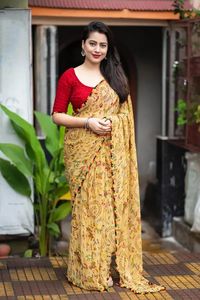 Sari Tradicional de Algodón AARA Fashion con Estampado Digital para Mujer, Estilo Casual de India y Pakistán, Largo hasta el Suelo, Sin Arrugas, Corte Regular - Product Image 2
