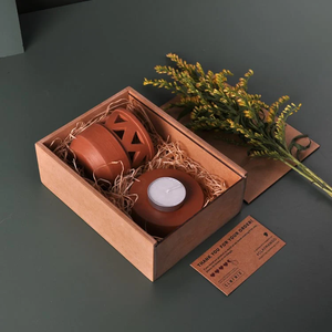 SAMARA - PAQUETE DE REGALO Lámpara de terracota artesanal para velas de té (estilo minimalista y contemporáneo) para tu mesa de estudio o mesa de comedor - Product Image 3