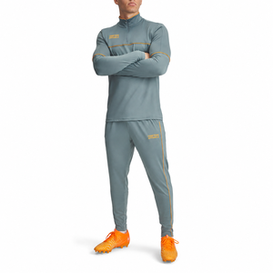 Ensemble de survêtement gris-orange respirant en maille pour l'hiver, avec haut zippé et pantalon de jogging, séchage rapide, tenue de sport et d'entraînement - Product Image 1
