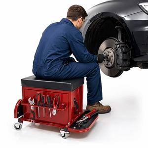 3-Drawer Tool <b>Box</b> with <b>Rolling</b> Seat, Heavy Duty Workshop Storage Stool with Padded Cushion and Tool Tray 350lb Load GAPGAR024 - Product Image 1