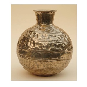 Modern Brass Hammered Textured Finish Aluminum <b>Tabletop</b> Pot Handmade Antique Gold Flower Centerpiece Home Decorative 34x30 cm - Product Image 1