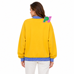 Sudadera de Cuello Alto para Mujer, 100% Algodón, Estilo Urbano, Ecológica, con Bordado Personalizado AL y Ribetes, para Invierno - Product Image 2