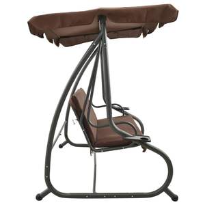 Panca a Dondolo da Giardino in Tessuto Rivestito in PVC e Acciaio Verniciato a Polvere per Caffè e Relax - Product Image 4