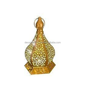 Handmade Gold Finish Iron Etched Hanging <b>Candle</b> Holder <b>Lantern</b> with Eco-Friendly Design for Christmas Home Decor - Product Image 2