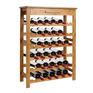Porta Copas de Vino Moderno y Ecológico de Madera con Cajón Deslizante, Mueble para el Hogar TPT HO.25.012 - Product Image 3