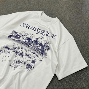Snowgrace Mountain Scene Printed <b>Men's</b> Regular Fit Cotton T-<b>Shirt</b> Short Sleeve O-Neck Casual Style - Product Image 3