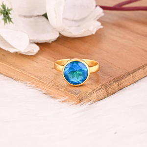 Blue Topaz Hydro <b>Adjustable</b> <b>Ring</b> Handmade Gemstone Jewelry for Women - Product Image 2