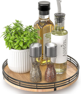 Bandeja giratoria Lazy Susan de madera de alta calidad, bandeja giratoria Lazy Susan de forma redonda de blossom craft india - Product Image 4