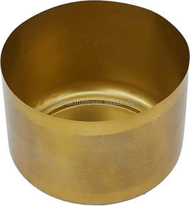 Maceta personalizable moderna de Metal dorado para interiores/exteriores, maceta con recubrimiento en polvo para sala de estar, cocina, oficina, entrada, jardín - Product Image 3