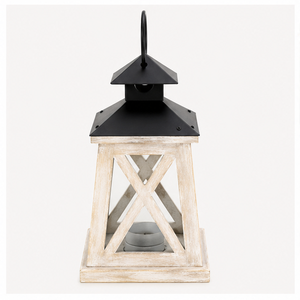 Farol de Madera Rústico Estilo Granja con Tapa Metálica, Portavelas Decorativo Vintage para Centro de Mesa de Boda, Decoración de Jardín - Product Image 2