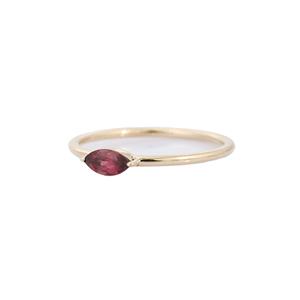 Anillo de dedo apilable de oro amarillo sólido de 14K hecho a mano, joyería de marquesa de turmalina Natural minimalista para mujeres y niñas para bodas - Product Image 3