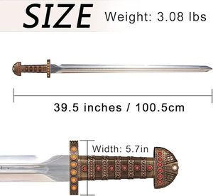 Réplique de l'épée viking Ragnarok Lothbrok, en métal pleine longueur, à suspendre au mur, objet décoratif, thème historique et mythologique - Product Image 2