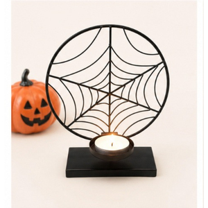 Ensemble de 3 lanternes en métal artisanales pour Halloween, style vintage, en fer noir, avec découpes de fantômes, de chats noirs et d'arbres effrayants - Product Image 2