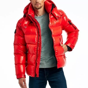 <b>Men's</b> Winter Hooded Puffer <b>Jacket</b> Blue Polyester Waterproof Windproof Streetwear Casual Zipper Closure Regular Fit Solid Color - Product Image 1