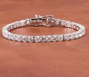 18k Yellow/ Rose/ White Rhodium Plated Moissanite Diamond Bracelet Round Cut Jewelry For Anniversary <b>Gift</b> To Women - Product Image 2
