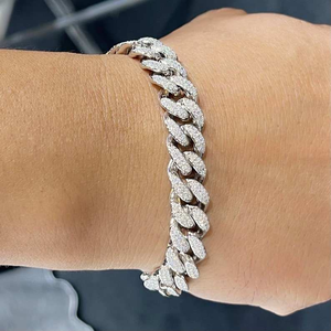 Bracelet Moissanite Cuban Link Iced Out Pave Chain, Bijou Hip Hop de Luxe Scintillant pour Hommes et Femmes - Product Image 1