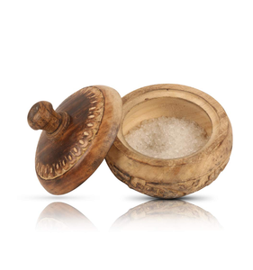 Pot à sucre en bois d'acacia, bol à sel et à poivre, avec un design moderne de haute qualité, accessoires de cuisine décoratifs, pots à sucre en acacia - Product Image 1