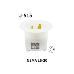 Productos compatibles con Hubbell, enchufe de bloqueo giratorio J-515, entrada con brida NEMA L6-20 para equipos de montaje en pared - Product Image 1