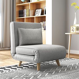 Divano Letto 2-in-1 Grigio con Schienale Regolabile, Braccioli Pieghevoli e Contenitore, Imbottitura in Schiuma per Soggiorno - Product Image 2