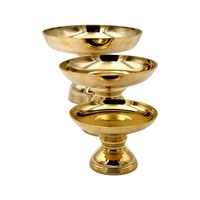 Bandeja de Pedestal de latón auténtico de 4 "elegante estilo tailandés tradicional para la decoración del restaurante del hogar. Regalo de recuerdo disponible en varios tamaños