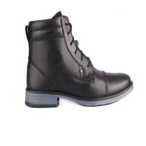 Botas de cuero genuino negro para hombre, calzado informal con cordones hasta el tobillo, zapatos resistentes para exteriores, botas elegantes para caminar en invierno y viajar - Product Image 1