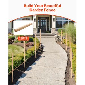 25 Estacas de Madera para Jardín de 48x0.75x0.75 cm con Punta Afilada de Madera de Abeto para Señalización de Terrenos, Nivelación y Soporte de Plantas - Product Image 2