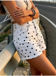 Shorts de Mezclilla Blancos de Cintura Alta, Ajustados, de Secado Rápido, Casuales de Verano para Mujer, con Bordado de Estrella - Product Image 4