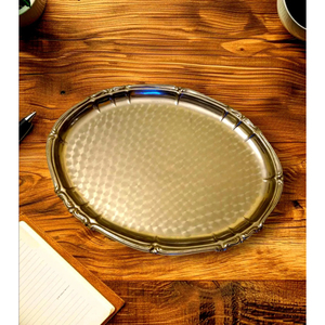 Wholesale Creative Quality Gold Plated Oval Serving Tray Engraved Metal Decorative Platter For Food Serving & Home Decor Sale - Product Image 5