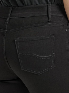 Pantalones de Algodón Negros de Pierna Recta y Cintura Media para Mujer, con Cierre de Botones, Corte Regular, Largos, Color Sólido, Estilo Casual para Otoño - Product Image 6