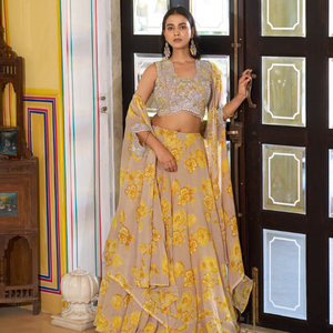 Floral Georgette Thread Embroidery Sequins Ready to Wear Lehenga With Cape Dupatta Full Stitched Wholesale Rate By Royal Exports - Product Image 3