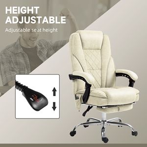 Sedia da Ufficio Reclinabile Riscaldata con Altezza Regolabile e Poggiapiedi, Poltrona Direzionale Beige con Massaggio su Base in Nylon, Materiale PP - Product Image 5