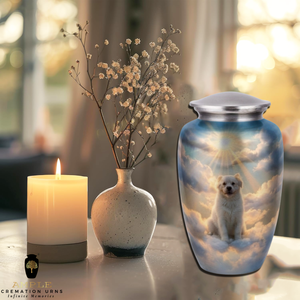 โกศใส่เถ้ากระดูกสุนัขขนาดใหญ่ ลายธีมสวรรค์ สำหรับสัตว์เลี้ยง ทำจากอะลูมิเนียม ขนาด 220 คิวบิกอินช์ เป็นมิตรกับสิ่งแวดล้อม ฝาปิดแน่นหนา ทนทาน - Product Image 3