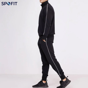 Custom Men’s <b>Zip</b> <b>Up</b> Tracksuit Set With Side Stripe Jogger Pants For Sportswear Training Fitness Running and Streetwear - Product Image 4