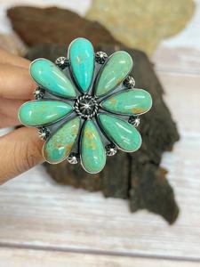 Kingman Turquoise <b>Adjustable</b> <b>Ring</b> Handmade Sterling Silver Artisan Jewelry Southwest Boho Natural Gemstone Statement - Product Image 5
