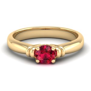 Bague REYES au design classique en or massif 14 carats avec rubis rond de 0,5 carat, cadeau de luxe pour mariage ou fiançailles, bijoux fins - Product Image 5