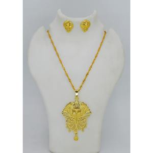 Pendiente de aleación chapada en oro étnico, conjunto de colgante de cadena, conjunto de colgante de joyería de diseñador de exportación inspirado tradicional de moda, pendiente de cadena - Product Image 1