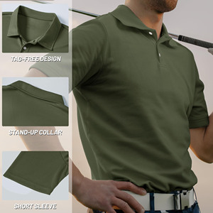 Chemises pour hommes, été, couleur unie, imprimé, tricotées, col rabattu, boutons, manches courtes, poche, respirantes, décontractées, pour le bureau - Product Image 3
