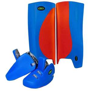 Protège-tibias de gardien de but de hockey sur gazon, longueur intégrale, bleu et rouge, équipement de protection pour les jambes, équipement sportif d'équipe - Product Image 1